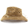 thumbnail image 4 of Straw Cowgirl Hat, Western Cowboy Hat, Wide Brim Sun Beach Hat for Men and Women, 4 of 8