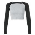 thumbnail image 1 of New Spring and Summer Women‘s Contrast Color Solid Color Sexy Short Sleeve Navel-Exposed Yoga T-Shirt, 1 of 7