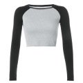 New Spring and Summer Women‘s Contrast Color Solid Color Sexy Short Sleeve Navel-Exposed Yoga T-Shirt