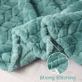 thumbnail image 3 of Exclusivo Mezcla Large Flannel Fleece Throw Blanket, Jacquard Weave Leaves Pattern (50" x 70", Celadon), 3 of 10