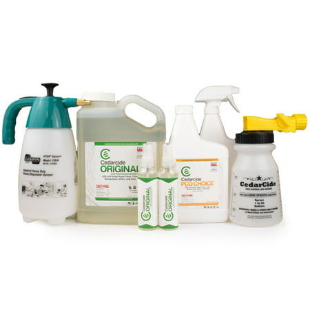 Cedarcide Indoor/Outdoor Kit (Medium) Contains Original Biting Insect Spray Quart + PCO Choice Cedar Oil Concentrate Lawn Bug Spray Kills and Repels Fleas, Ticks, Ants, Mites, and (Best Way To Treat Insect Bites)