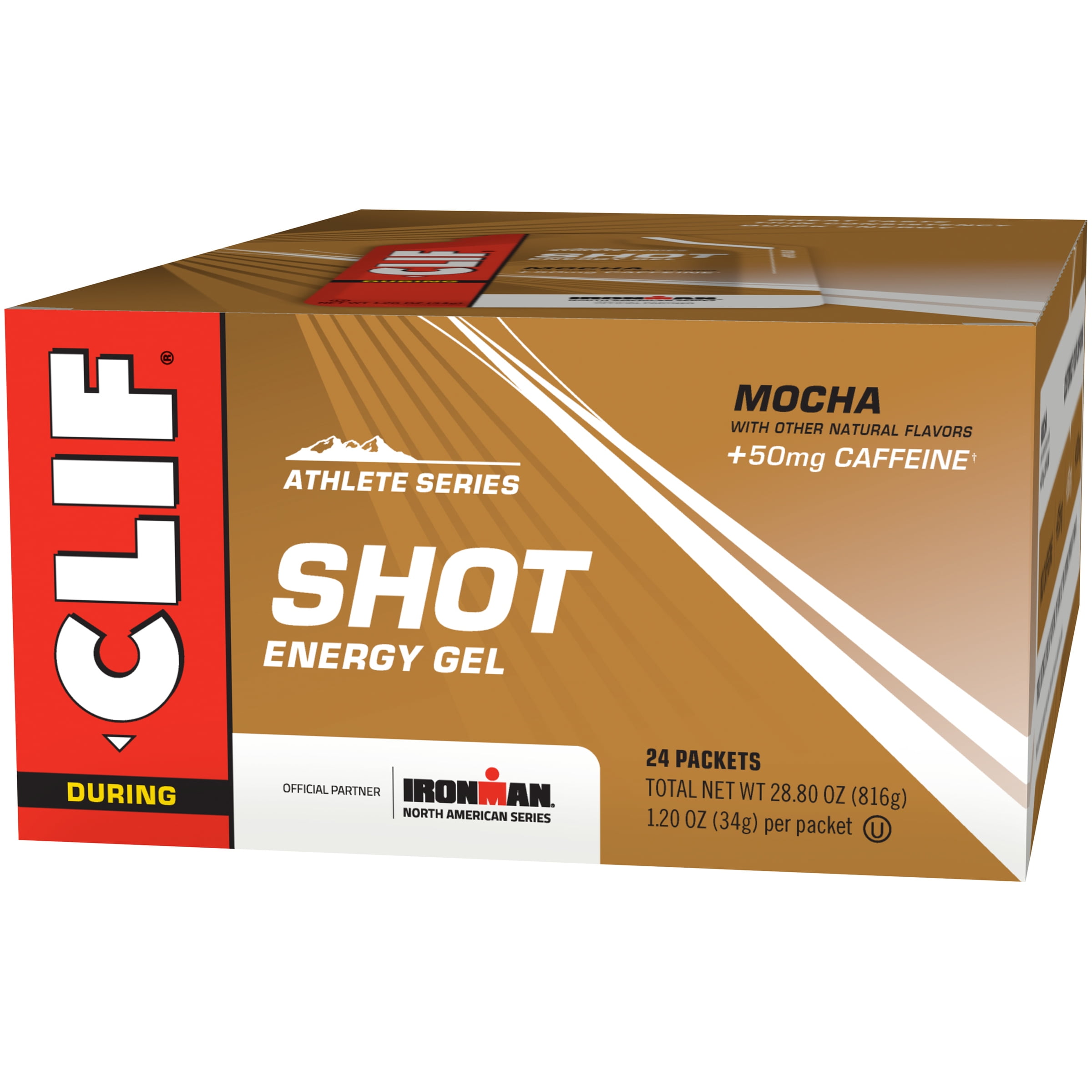 Clif Shot Energy Gel, Mocha, 1.2 Fl Oz Packets, 24 Ct