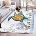 thumbnail image 3 of Area Rug for Living Room, Coastal Turtle Non-Slip Indoor Large Carpet for Bedroom/Dining Room, Ocean Nautical Starfish Conch Seashells Washable Low-Profile Rectangle Floor Runner Rugs - 4 x 6 Ft, 3 of 7