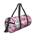 thumbnail image 3 of Xecao Flamingo print Round Travel Duffel Bag is a foldable gym bag with an inner pocket, perfect for travel sports, 3 of 8