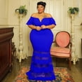 thumbnail image 2 of AURA Plus Size V Neck Maxi Dress Women Flare Sleeve High Waist Elegant Summer Party Dress, 2 of 4