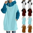 thumbnail image 4 of Outerwears Hooded Sweatshirt Solid Color/Color Block Long Sleeve Jacket 2023 Clothes Plus Size Winter Lightweight Long Coat Fall Fashion Zip Up Cardigan With Pocket for Women Brown L, 4 of 8