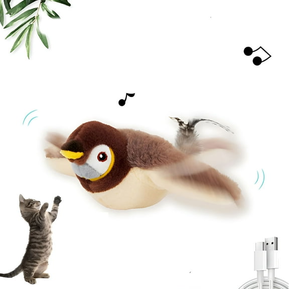 BESTSKY Flying Bird Cat Toys for Indoor Cats Chirping Flapping Wings Bird Moving Indoor Feather Fun Flyer Interactive Rechargeable Cat Toy Flapping Bird Cat Toy
