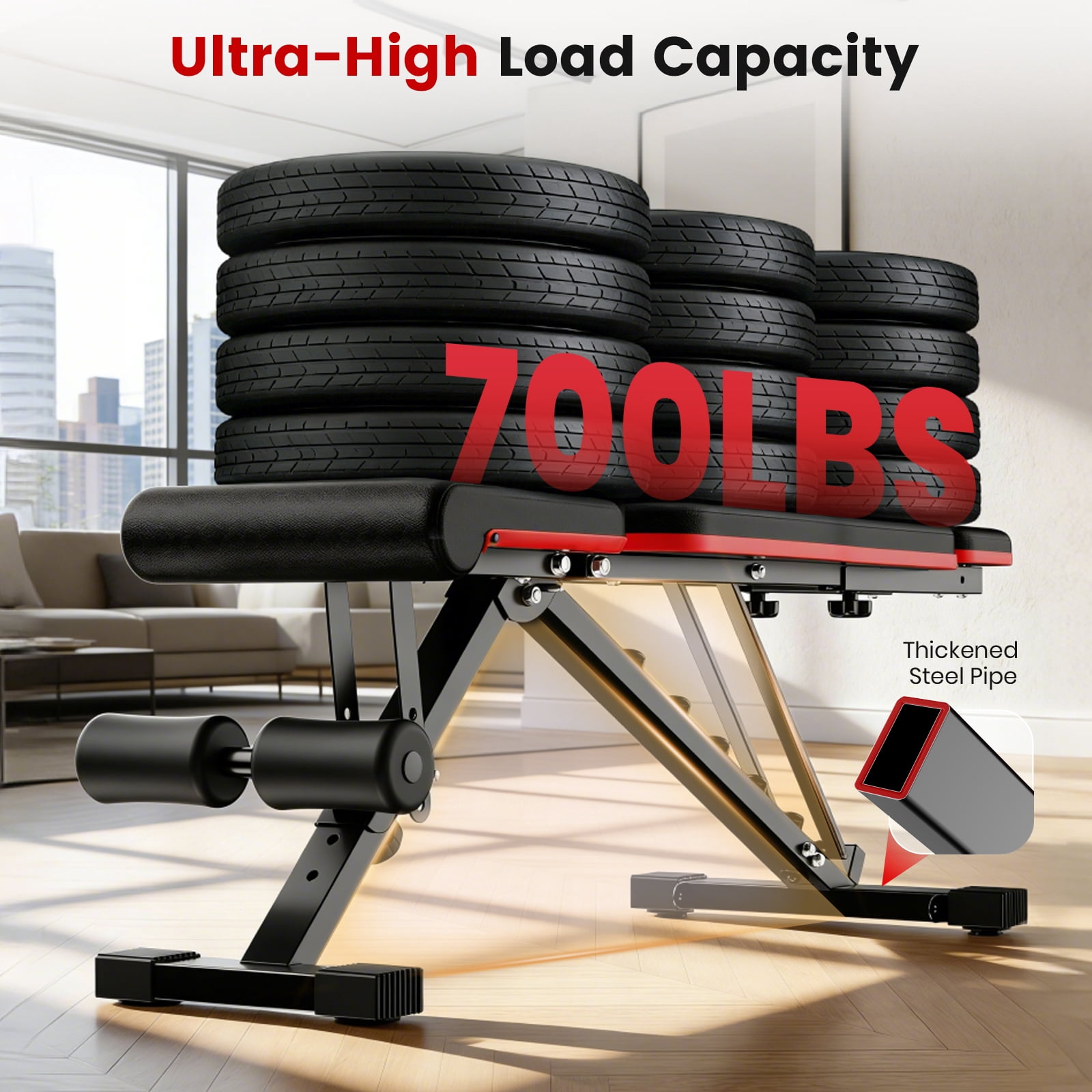 Adjustable Weight Bench, Max Weight 700 Lbs Foldable Workout Weight Bench Press, for Home Gym Dumbbell Exercise, Incline Decline, Full Body Workout