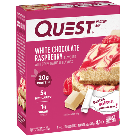 (3 pack) Quest Protein Bar, White Chocolate Raspberry, 20g Protein, Gluten Free, 4 Ct