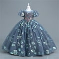 thumbnail image 2 of Otqutp Kids Fashion Sundress Flower Girl Dress Long Tulle Ruched Pageant Dress Sparkly A Line Gown Party Dresses Casual Winter Dresses(Grey,10-11 Years), 2 of 4