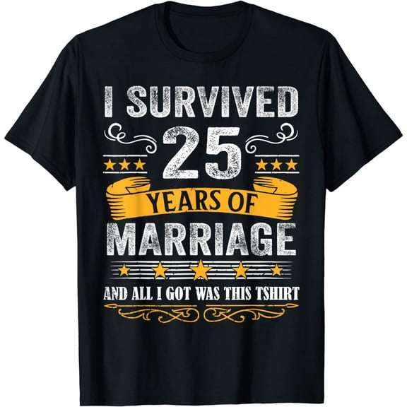 25th Wedding Anniversary shirt Couples Husband Wife 25 Years T-Shirt