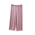 thumbnail image 5 of Bovxnpu Women's Pajama Bottoms Cotton Cropped Straight Wide Leg Elastic Waist Pant Sleepwear, 5 of 6