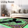 thumbnail image 2 of ODIKA 8'x10' Machine Washable Non-Slip Area Rug, Mystic Raven with Gothic Floral Accents and Interlocking Ornaments High Traffic Rug with Pad, Green, 730339, 2 of 8