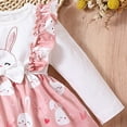 thumbnail image 5 of Zhuashum Flower Girl Dress 9-12 Months Long Sleeve Easter Bunny Prints Ruffle Skirt Bow Outfits Spring Birthday Dresses Classic Girl Clothes Red, 5 of 6