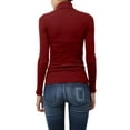 thumbnail image 3 of J. METHOD Women's Light Weight Basic Long Sleeve Turtleneck Knit Ribbed Shirt Sweater Mock Neck Top NEWT88 Burgundy 1X, 3 of 6
