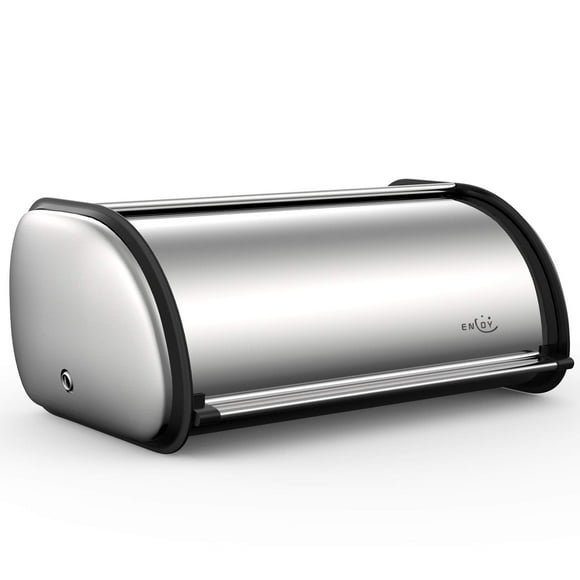 ENLOY Bread Box for Kitchen Counter, Stainless Steel Roll Top Bread Bin, Sliver Bread Storage Holder with Lid, Large Capacity Bre