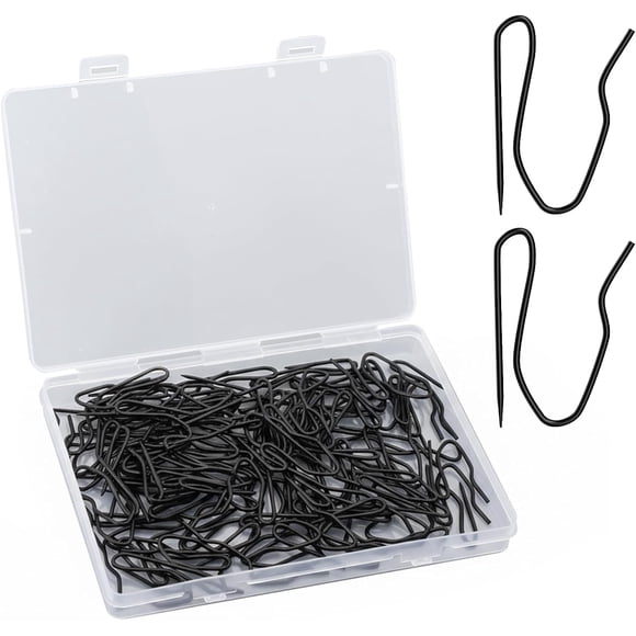 100 Pack Black Metal Curtain Hooks Pin-On Drapery Hooks,Suitable for Window,Door,Shower Curtain