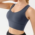 thumbnail image 2 of Htigea High Impact Sports Bras for Women U Neck Sports Bra Summer Cropped Workout Yoga Gym Tops Navy S, 2 of 9
