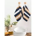 thumbnail image 2 of Orange Navy Blue Striped Kitchen Dish Towels for Drying Dishes Set of 4, Minimalist Farmhouse Lines Waffle Weave Microfiber Hand Tea Bathroom Towels Quick Dry & Absorbent Towel 12x12, 2 of 7