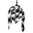 thumbnail image 2 of Fall Winter Scarf Classic Tassel Plaid Tartan Scarf Warm Soft Chunky Large Blanket Wrap Shawl Scarves for Women Black White Buffalo Check for Christmas, 2 of 3