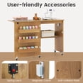 thumbnail image 6 of Costway Folding Sewing Table Rolling Craft Station with 3 Storage Bins & Charging Station Natural, 6 of 11
