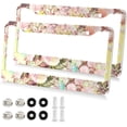 thumbnail image 2 of Coolnut Watercolor Bouquet Rose 2 Holes Car License Plate Frames 2PCS, Car License Plate Holder with Screw Caps Cover Set Automotive Exterior Parts Decoration for US Vehicles, 2 of 7