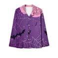 thumbnail image 4 of WFJCJPAF 2024 New Halloween ! Halloween Pajamas Women Onesie,Women Casual Fashion Halloween Printed Long Sleeve Casual Tops Pants Pajamas Suit - Purple S, 4 of 4