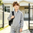 thumbnail image 4 of Enjoytime Quarter Zip Boys Sweatshirts Long Sleeve Pullover Top Kids Casual Fleece Fall Fashion Clothing 3-15Years, 4 of 7
