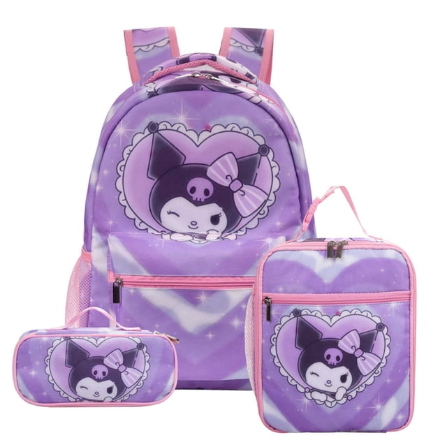 Set de mochilas Kuromi para niños, lonchera