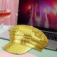 thumbnail image 4 of Slccxzc Glitter Sequin Hat 70s Disco Adult Hat Bling Hats Retro Dance Caps Newsboy Cap Beret for Birthday Party Gold, 4 of 7