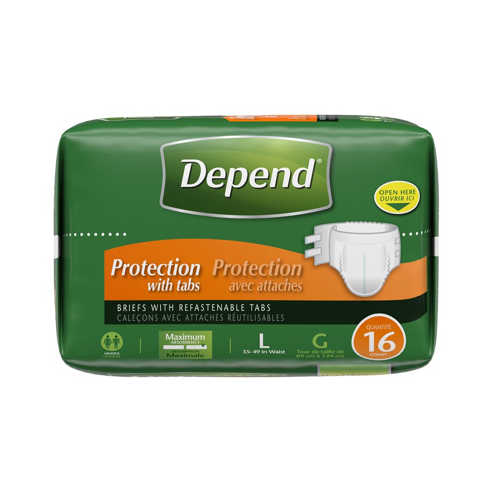 Depend Protection with Tabs, [Large], Maximum Absorbency, 16Count