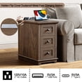 thumbnail image 6 of PLAMLE End Table with 3 Drawers for Living Room,Nightstand Sofa Side Table with Charging Station,End Table., 6 of 8