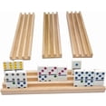 thumbnail image 3 of Wooden Domino Racks Set of 4 Natural Domino Trays Holders Organizer for Mexican Train Chickenfoot and Other Domino Games - Dominoes NOT Included, 3 of 6