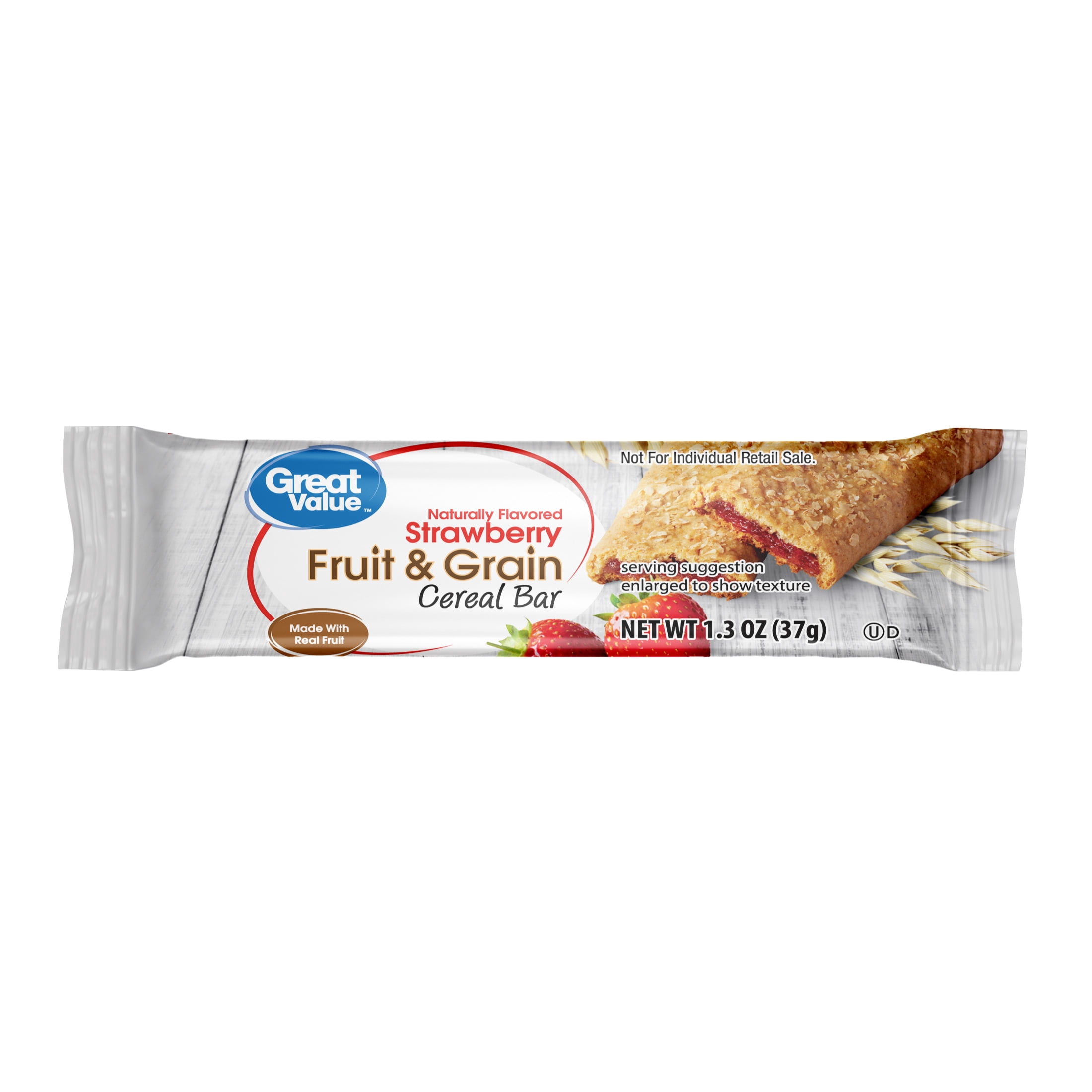 Great Value Fruit & Grain Cereal Bars, Strawberry, 1.3 oz, 8 Count