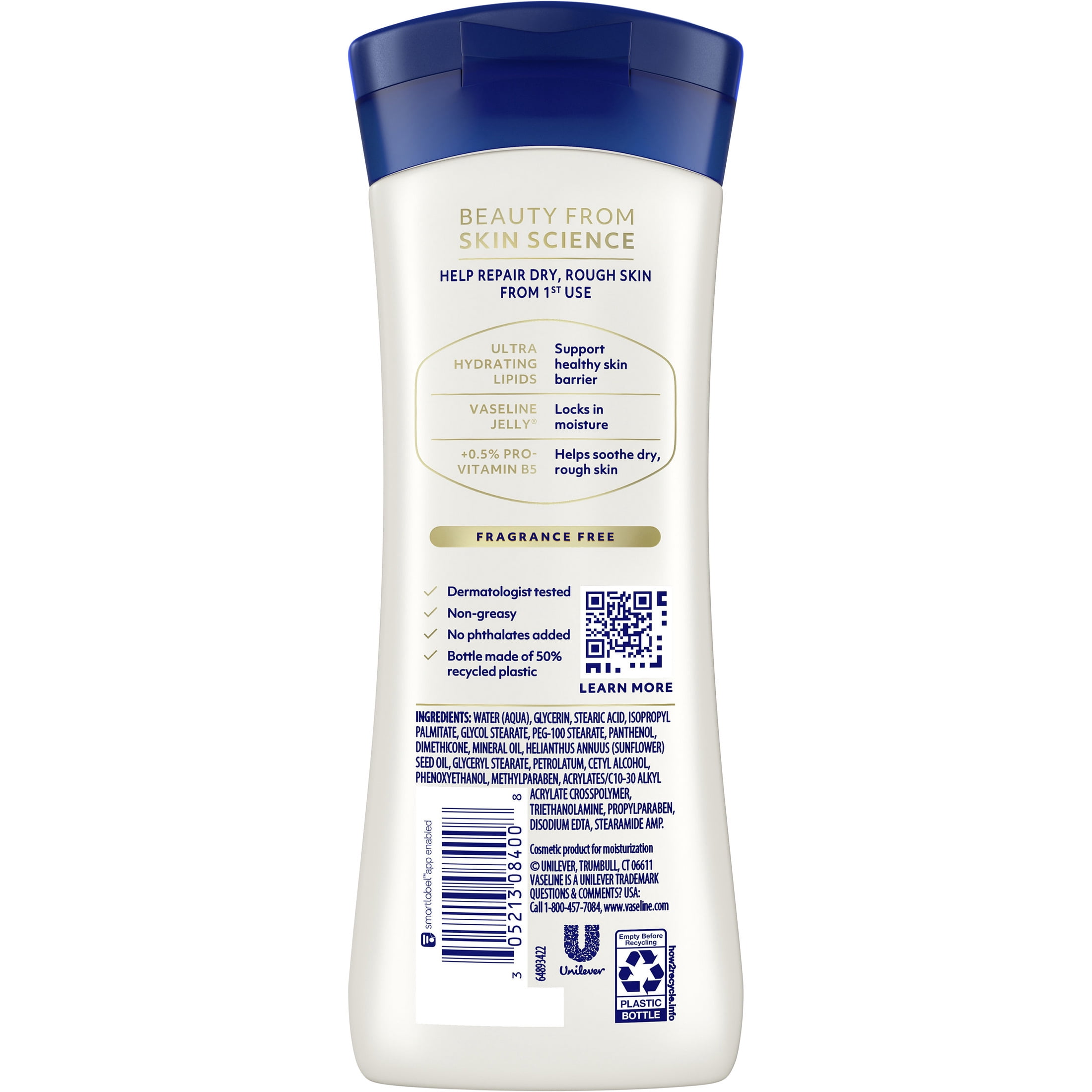 Vaseline Intensive Care Body Lotion for Dry Skin Advanced Repair Unscented Lotion Made with Ultra-Hydrating Lipids + Vaseline Jelly to Repair Extremely Dry Skin, 10 fl oz