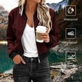 thumbnail image 3 of TGSLY Women's Cropped Bomber Jacket Lightweight Zip Up Long Sleeve Work Coat Oversized Casual Solid Color Windproof Outerwear with Pockets XL, 3 of 9