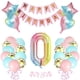 thumbnail image 1 of Arco de color degradado Globos de cumpleaños Decoraciones Globos rosas y azules Banner de feliz cumpleaños, 1 of 5