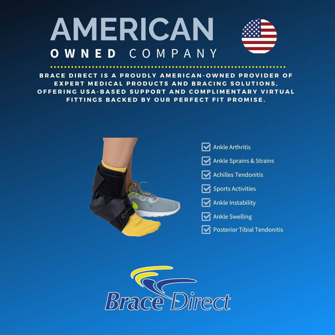 Brace Direct Easy Lace Up Figure 8 Strapping Ankle Brace - Quick-Adjust Ankle Support for Sports & Recovery