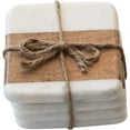 thumbnail image 3 of Creative Co-Op Marble & Acacia Wood Coasters, White & Natural, Set of 4, 3 of 7