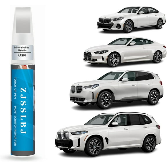 Car Touch Up Paint(Mineral White Metallic(A96)) for BMW, Car Paint Scratch Repair Kit, Quick & Easy Solution to Repair, 2 in 1 Scratch Remover Pen with Color-Matched