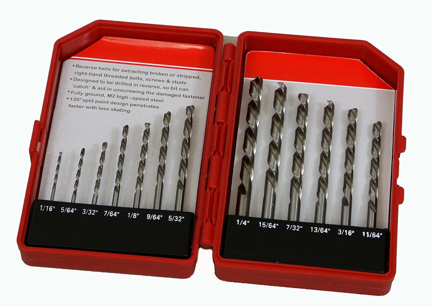 TruePower 13 Piece Left Handed Drill Bit Set, M2 HSS, Ground Flutes