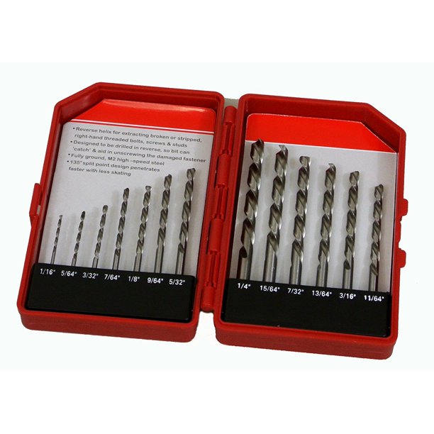 TruePower 13 Piece Left Handed Drill Bit Set, M2 HSS, Ground Flutes