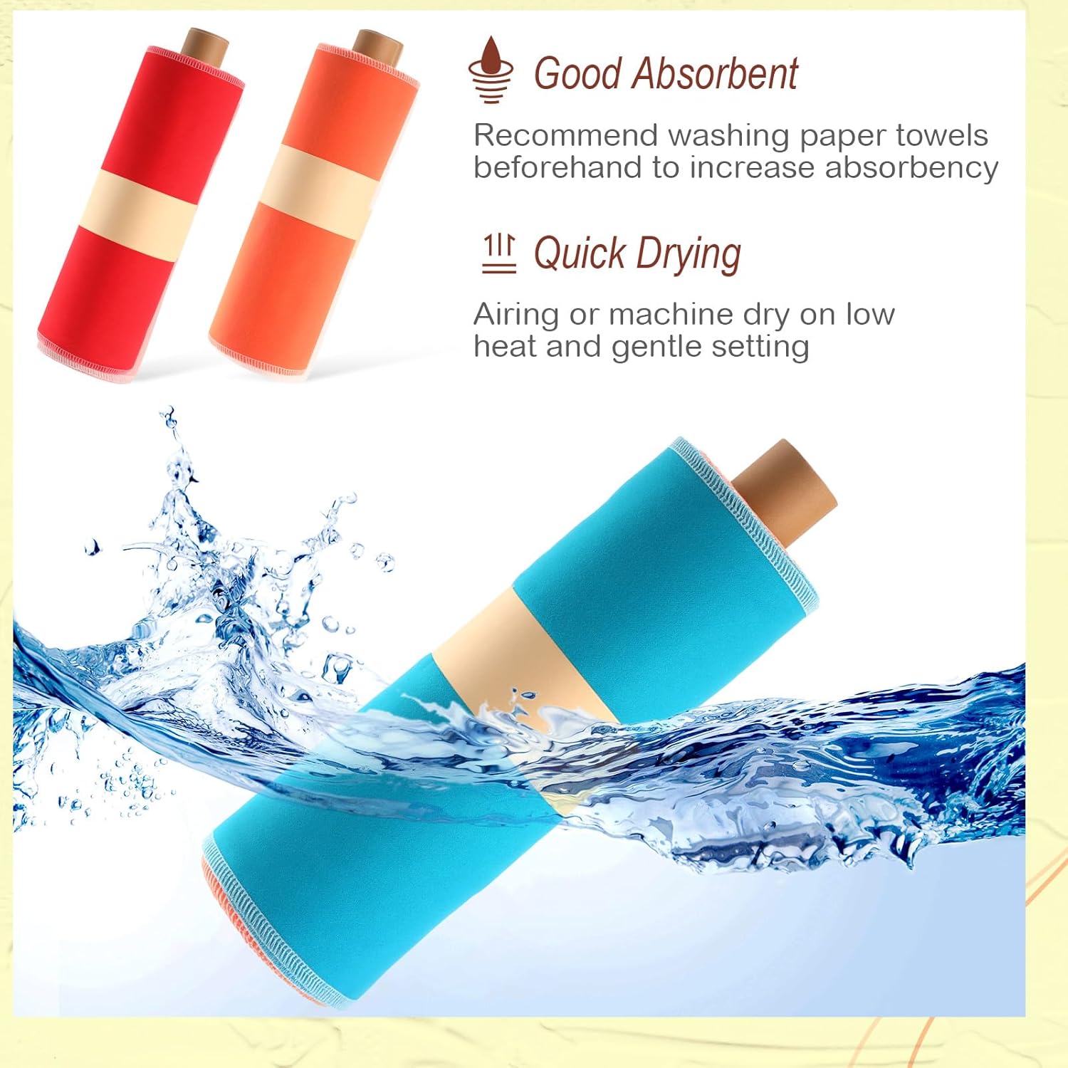 50 Pcs Reusable Paper Towels Paperless Reusable Cotton Cloths Toilet Absorbent Washable Paper Towels with Roll Kitchen Dishcloth for Kitchen Paperless Dishcloths(Bright Colors)