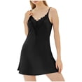 thumbnail image 2 of SELONE Lace Nightgowns for Women Sleep Shirts V Neck Sleepshirt Slit Lace Sleeveless Short Dress Comfy Loungewear, 2 of 5