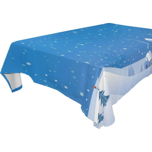 SKYSONIC 60”x90" Square Tablecloth with Christmas Ice and Snow Prints, Anti-Wrinkle and Smooth Table Cloth for Kitchen/Home Decoration