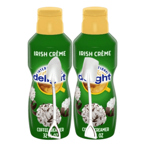 Candy Freezer Int'l Delight Shelf-stable Non-dairy Liquid Coffee Creamer- Two (2) 32 fl oz Bottles (Irish Creme) Shovel Spoons