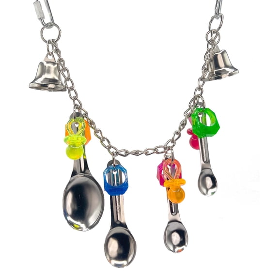 1050 Super Paci Rainbow Ringer Mandarin Bird Toys by M&M Sturdy - Handmade Stainless Steel Noisy Cage Toy
