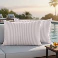 thumbnail image 3 of Lumbar Pillow Covers 20x12 Inch Set of 2, Pink Vertical Striped Waterproof Outdoor Pillow Covers, Farmhouse Thin Line Stripes Decorative Cushion Pillowcases for Couch, Sofa, Bed, Garden, Patio, 3 of 9