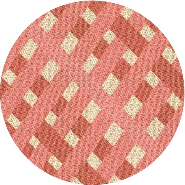 Ahgly Company Tapis Rond Lavable en Machine Intérieur Transitionnel Saumon Rose Clair, 3 Pieds Rond