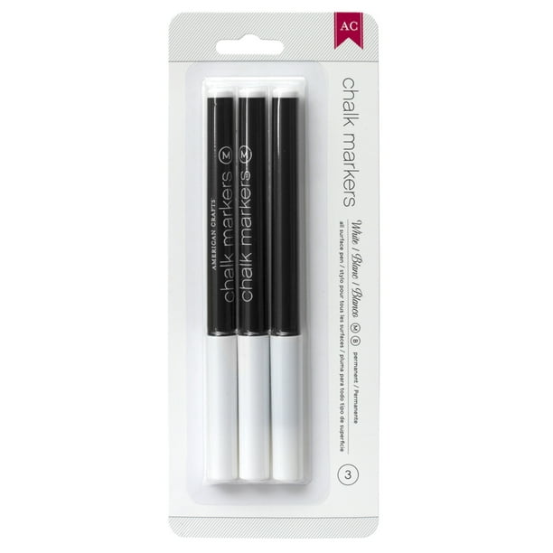 American Crafts White Chalk Marker Set 3 PC, Black